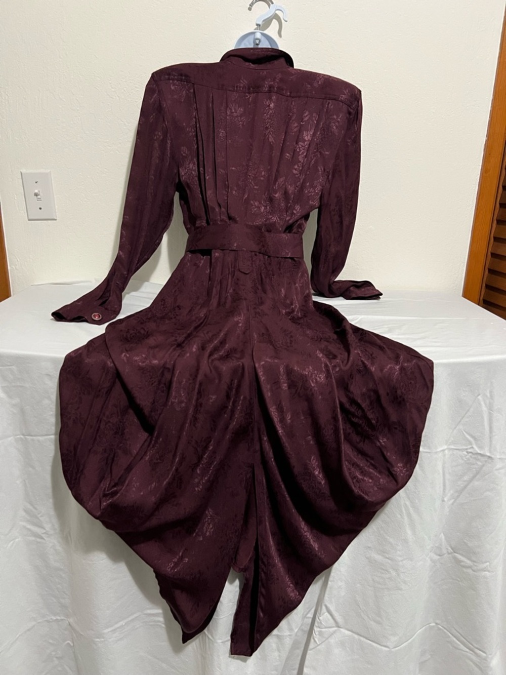 Karen Alexander Vintage Button-Front Burgundy Dress with Belt With Original Tags - Picture 7 of 13